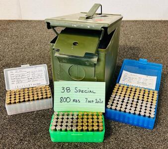 Metal Ammo Box With (800) Rnds Of .38 Special Ammunition