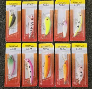 (10) Crank Bait Fishing Lures- New In Package