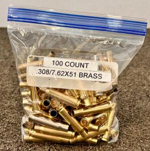 (100) Count Mixed .308/7.62x51 Brass