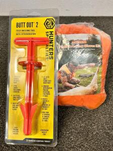 Field Dressing Gloves Kit and Hunters Specialties "Butt Out 2" Tool