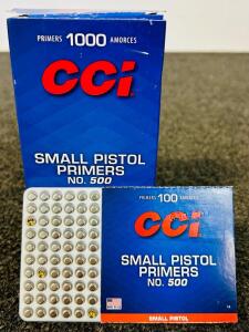 (1000) CCI No. 500 Small Pistol Primers