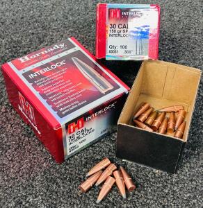 Unopened Box Of Hornady Interlock 30 Cal 150 Gr. BTSP and Partial Box 30 Cal 150 Gr. SP