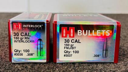 (2) Unopened Boxes Of Hornady 30 Cal 150 Gr. Bullets