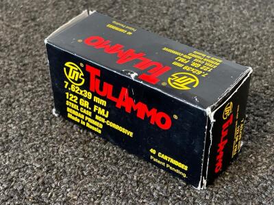 (40) Rnds Of TulAmmo 7.62x39mm 122 Gr.