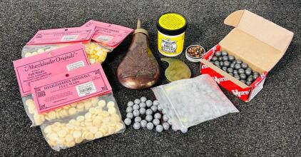 Muzzle-Loading Materials Including: Felt Wads, Powder Flask, Bore Butter, Remington P