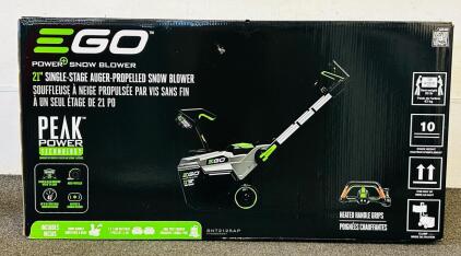 EGO 21" Single- Stage Auger Propelled Snow Blower (New In Box) Includes Charger and Batteries.