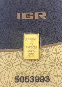 1 Gram Fine Gold 999.9 Bar (IGR)