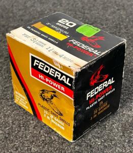 Vintage Box Of Feseral High Power 20 Gauge 4-Shot Shotgun Shells