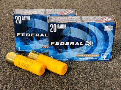(2) Boxes Of Federal Power Shok 20 Gauge 3 Buck Cartridges