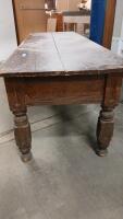 (1) Antique Wood Table -96"L x29"W x26"H - 4