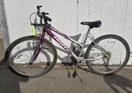 26 Purple & Silver Huffy Blackwater mountain bike.