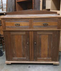 (1) Antique Wooden Cabinet W/ Wheels -45"L x18"W x45"H