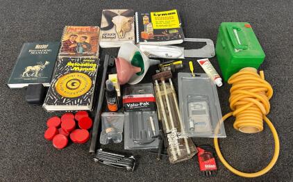 Firearm Supplies: Percussion Caps, Rifle Barrel, Reloading Tools, and Reloading Books
