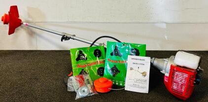 Gas Powered Brush Cutter With Extra Blades and Parts