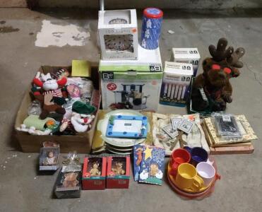 ( OFFSITE) Lots Of Collectibles: 3-Piece Stainless Steel Cooking Pots, Seasonal Home Decor, Dishes, and Much More