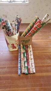 (35) Vintage Rolls Of Christmas Paper