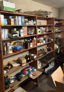 ( OFFSITE) Shelving Full of Vintage Light Bulbs, Mice Traps, Yogurt Strainer