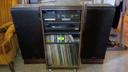 ( OFFSITE) Panasonic Stereo Tape Deck and Vinyl Record Player-Vinyl And Tape Collection