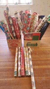 ( OFFSITE) (40+) Vintage Rolls Of Christmas Paper