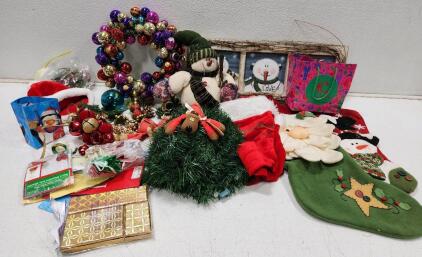 (5) Assorted Holiday Stockings (1) Ornament Wreath (2) Rodney And Friends Reindeer And Assorted Holidays Supplies