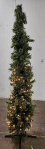 (1) Ashland Pre-Lit 7' Artificial Cashmere Pencil Christmas Tree