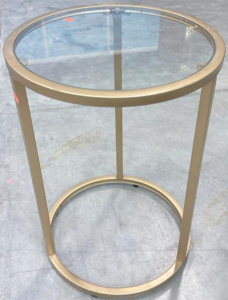 (1) Round Gold Glass Top Side Table