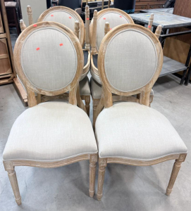 (6) Pier 1 Imports Wooden & Fabric Dining Chairs