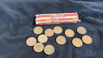 (1) Roll Of 1909-1958 Wheat Pennies