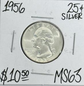 (1) 1956 MS63 Silver Mint State Washington Quarter