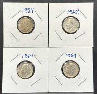 1954, 1962, 1964 Roosevelt Dimes, 90% Silver, U.S. Coins