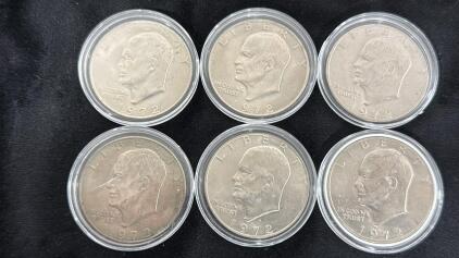 (6) 1972 Eisenhower Dollar Coins