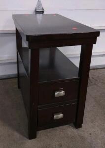Signature Design by Ashley Hatsuko Chair Side End Table in a Dark Espresso Finish w/ Brushed Nickel-Tone Hardware