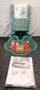 (1) Christmas Tree Stand, (1) Pull Over Christmas Tree Cover & (1) Wreath Storage Bag