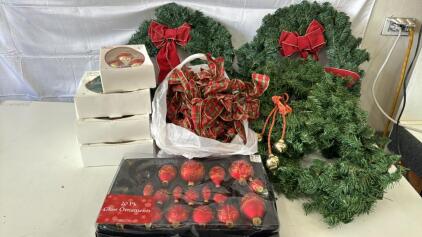 Assorted Christmas Decorations & Related Items - Ornaments, Wreaths & More