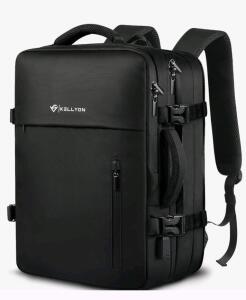 (1) Kellyon Travel Backpack Carry on for Men / Women Flight Approved, 28L Personal Item Backpack Luggage, Expandable Laptop Backpack for Work Weekender Overnight Bag, Black<br/>