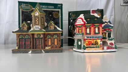 (1) Dickens Collectables Train Station (1) Holiday Expressions Toy Shop