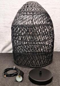 (1) Black Rattan Bell Pendant Light, 13" x 20"