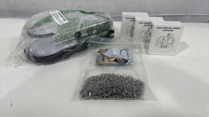 (1) Produce Kitchen Slicer , (1) Cast Iron Skillet Cleaner (3) Bluetooth Ear Buds