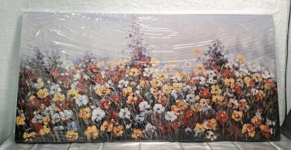 (1) Large Canvas Wall Art Print, Floral Garden, 30"T x 60"L