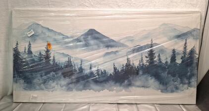 (1) Large Canvas Wall Art Print, Foggy Forest, 30"T x 60"L
