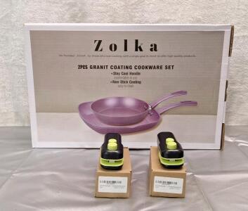 (1) ZOLKA - 2-Piece Granite Coated - Non-Stick Pan Set & (2) Mini USB Rechargeable Bag Sealers