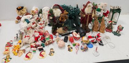 (1) Vintage "Old World" style Santa Claus Figurine (1) Country Rustic Santa Claus Christmas figure (1) StarTastic Action Laser Show Projector And More
