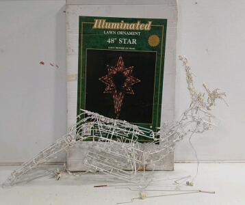 (1) 48" Illuminated Lawn Star (1) 48" Illuminated Jumping Reindeer