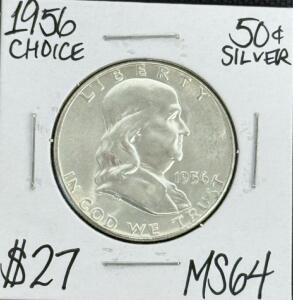 (1) 1956 MS64 Choice Silver Franklin Half Dollar