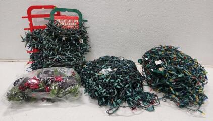 (1) Christmas Triple Candelabrum And Assorted Holiday Lights