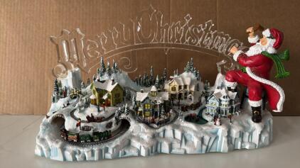 THE BRADFORD EXCHANGE- THE THOMAS KINKADE &ldquo;Santa&rsquo;s Inspiration&rdquo;Illuminated Moving Misical Wonderland # D1140
