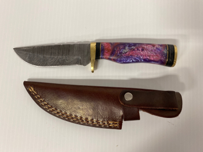 8&rdquo; Damascus Knife and Sheath