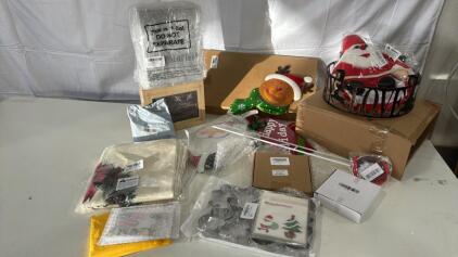 Assorted Christmas Decorations & Items - Yard Signs, Candle Holder Stockings Holders , Cookie Cutters & more