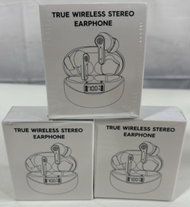 (3) {{{New In Package}}}Bluetooth Earbuds, 2 White, 1 Black