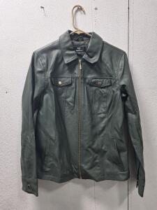 (1) Dennis Basso Women's Army Green Faux Leather Jacket, Size Small